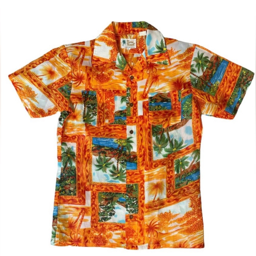 Vintage 60s Hawaiian Tiki Shirt Small